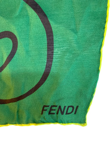 Fendi foulard in seta motivo floreale colore verde - AgeVintage