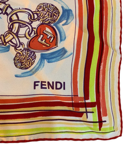 Fendi Foulard in seta multicolore con fantasia moda Roma - AgeVintage