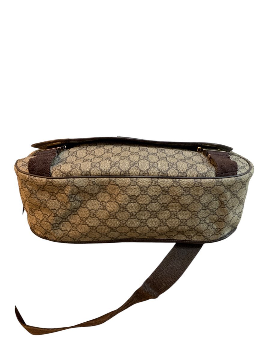 Gucci cartella tracolla in tela GG supreme colore mearrone - AgeVintage