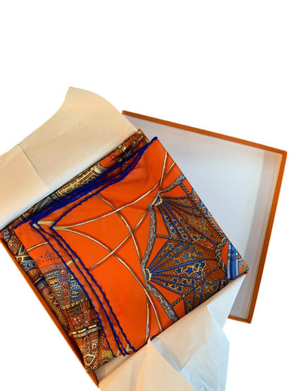 Hermes Foulard modello "Les Domes Celestes" seta arancione - AgeVintage