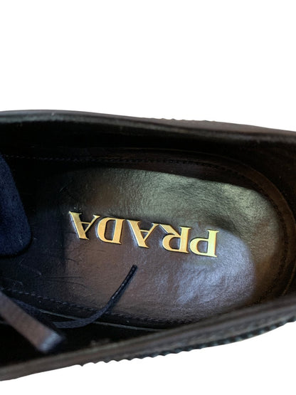 Prada scarpe derby 2EG015 in pelle colore nero - AgeVintage